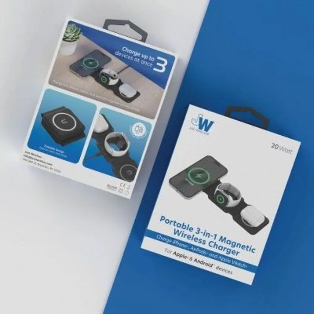 Just Wireless -  3-in-1 Portable Magnetic Wireless Ch Black